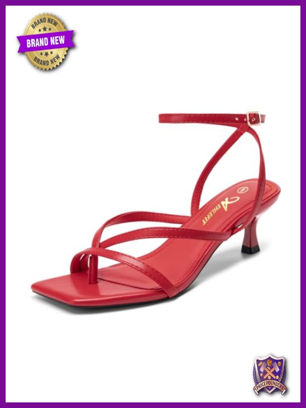 Strappy Kitten Heels Square Toe Thong Sandals Ankle Strap